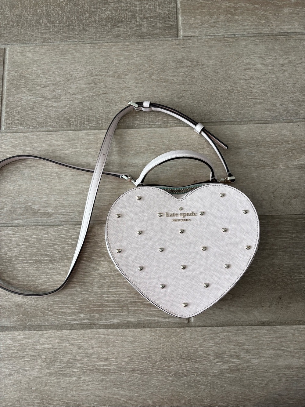 kate spade Cream Heart Studded Crossbody Bag